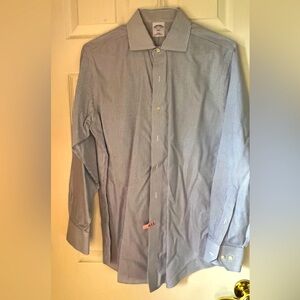 Brooks Brothers 346 Slim Fit Non-Iron Shirt - Blue Striped, Size 15 1/2 - 2/3